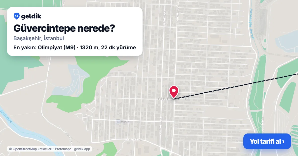 Güvercintepe nerede: haritada Güvercintepe (Başakşehir) ve en yakın istasyonlar, yürüme süresiyle