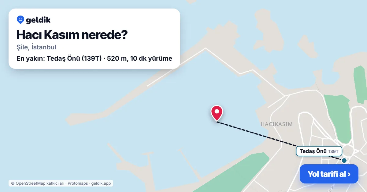 Hacı Kasım nerede: haritada Hacı Kasım (Şile) ve en yakın otobüs durakları, yürüme süresiyle