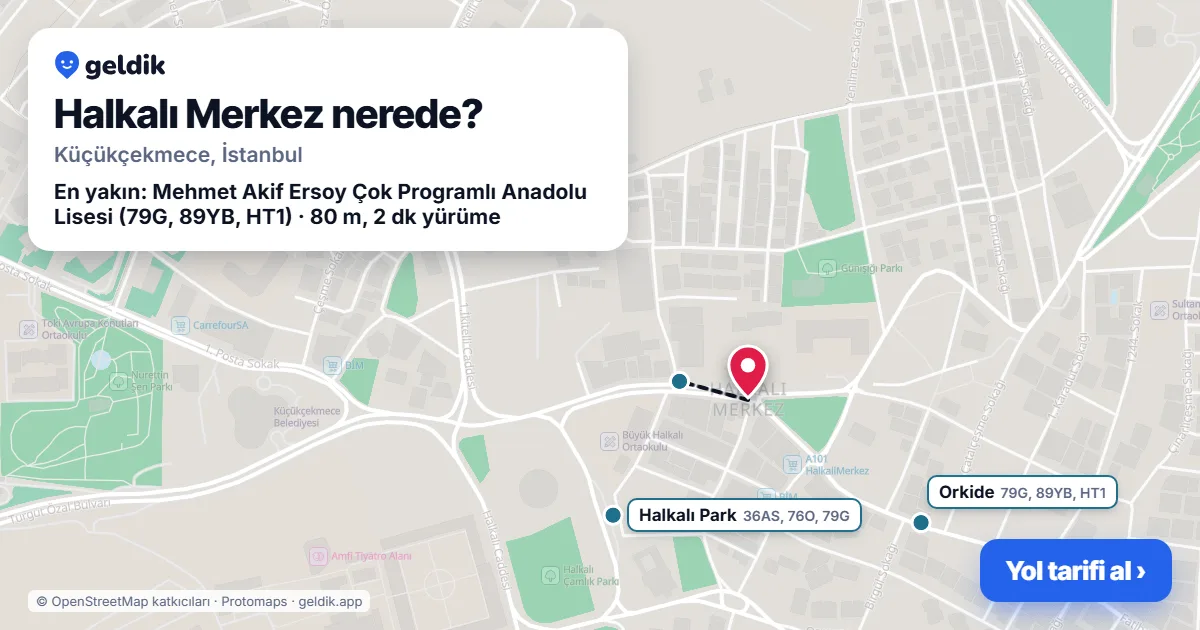 Halkalı Merkez nerede: haritada Halkalı Merkez (Küçükçekmece) ve en yakın otobüs durakları, yürüme süresiyle