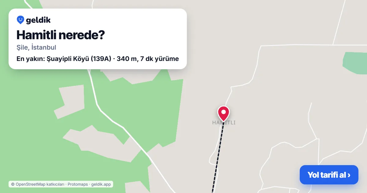 Hamitli nerede: haritada Hamitli (Şile) ve en yakın otobüs durakları, yürüme süresiyle