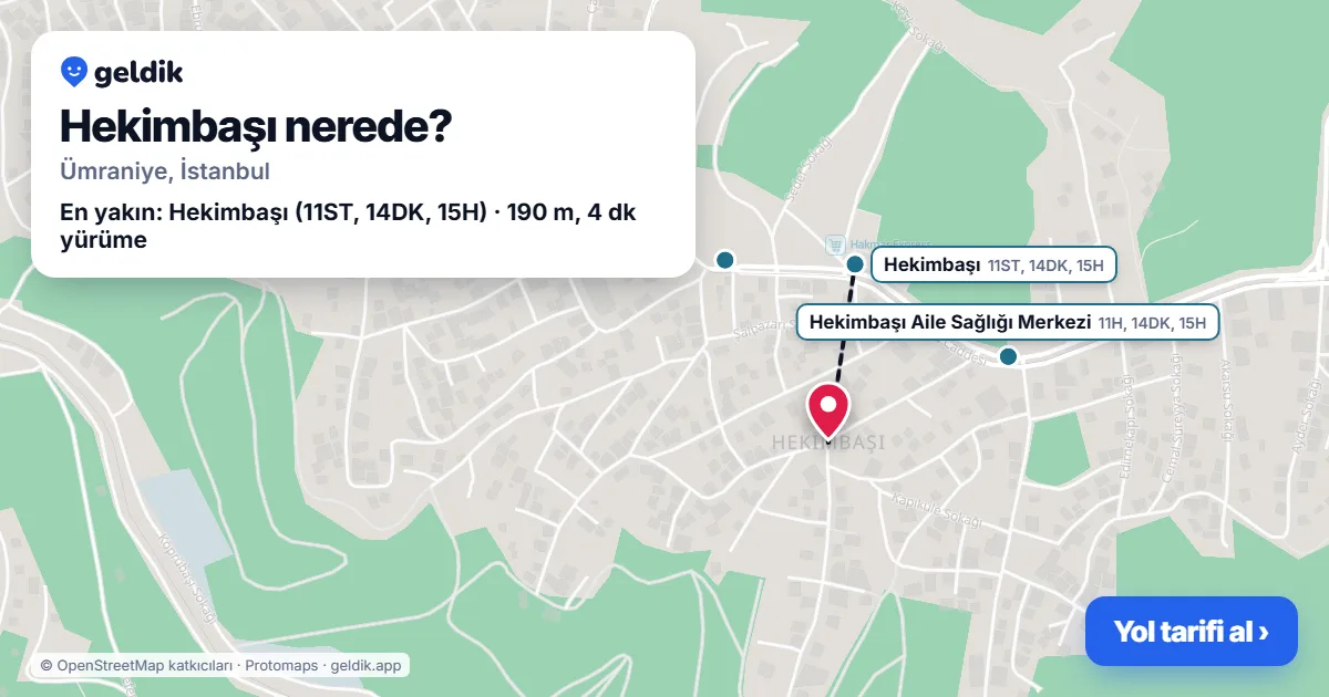 Hekimbaşı nerede: haritada Hekimbaşı (Ümraniye) ve en yakın otobüs durakları, yürüme süresiyle