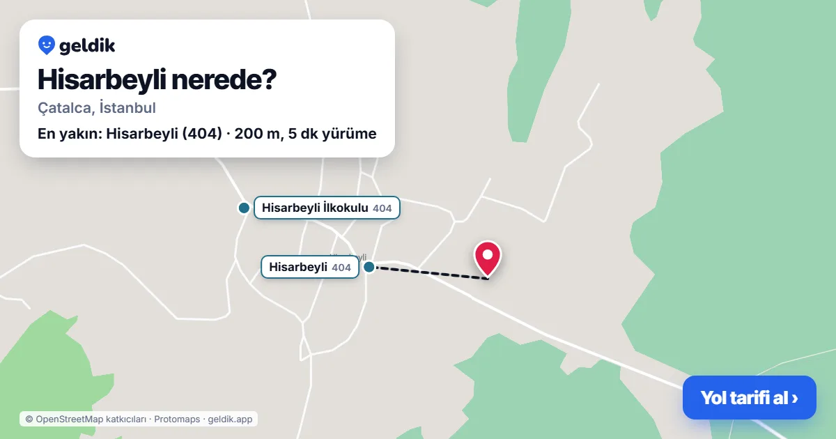 Hisarbeyli nerede: haritada Hisarbeyli (Çatalca) ve en yakın otobüs durakları, yürüme süresiyle