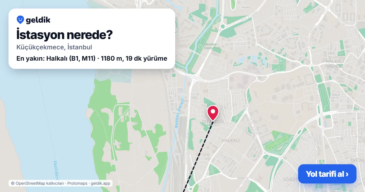 İstasyon nerede: haritada İstasyon (Küçükçekmece) ve en yakın istasyonlar, yürüme süresiyle