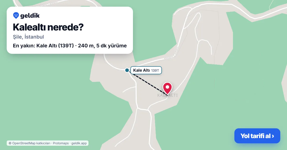 Kalealtı nerede: haritada Kalealtı (Şile) ve en yakın otobüs durakları, yürüme süresiyle