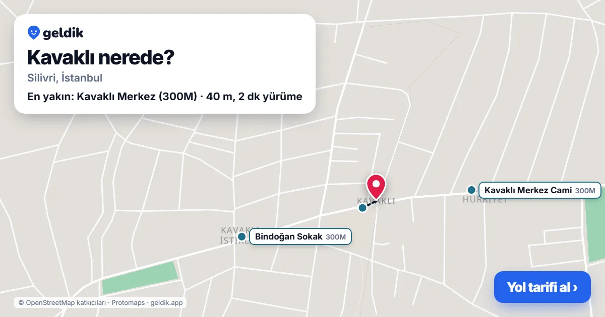 Kavaklı nerede: haritada Kavaklı (Silivri) ve en yakın otobüs durakları, yürüme süresiyle