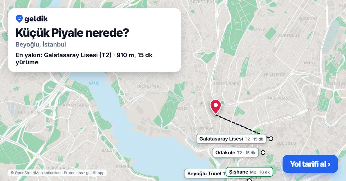 Küçük Piyale nerede: haritada Küçük Piyale (Beyoğlu) ve en yakın istasyonlar, yürüme süresiyle