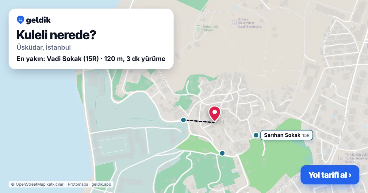 Kuleli nerede: haritada Kuleli (Üsküdar) ve en yakın otobüs durakları, yürüme süresiyle