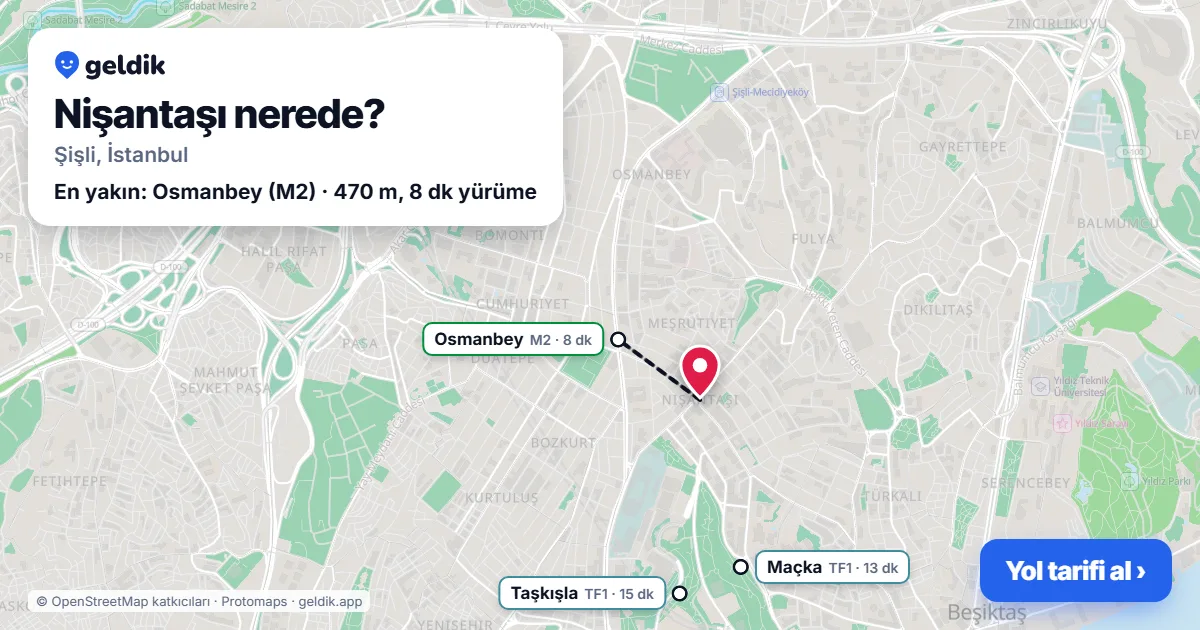 Nişantaşı nerede: haritada Nişantaşı (Şişli) ve en yakın istasyonlar, yürüme süresiyle