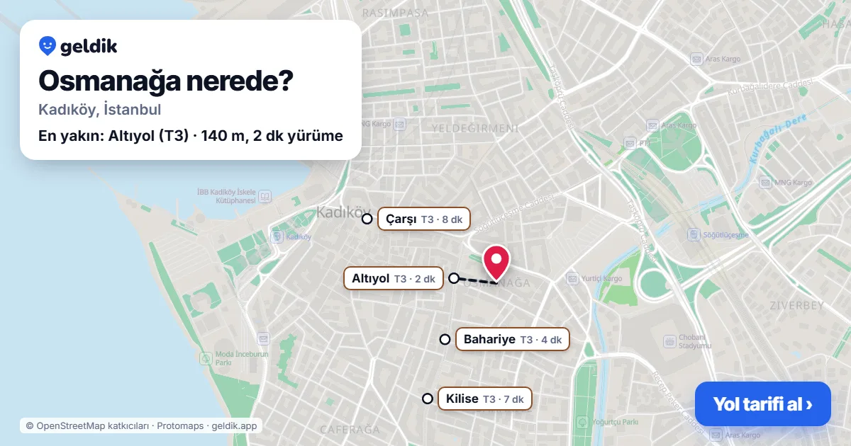 Osmanağa nerede: haritada Osmanağa (Kadıköy) ve en yakın istasyonlar, yürüme süresiyle