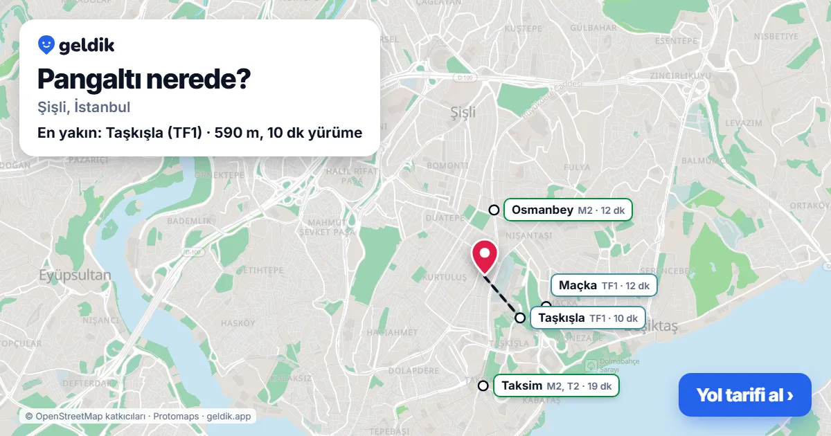 Pangaltı nerede: haritada Pangaltı (Şişli) ve en yakın istasyonlar, yürüme süresiyle