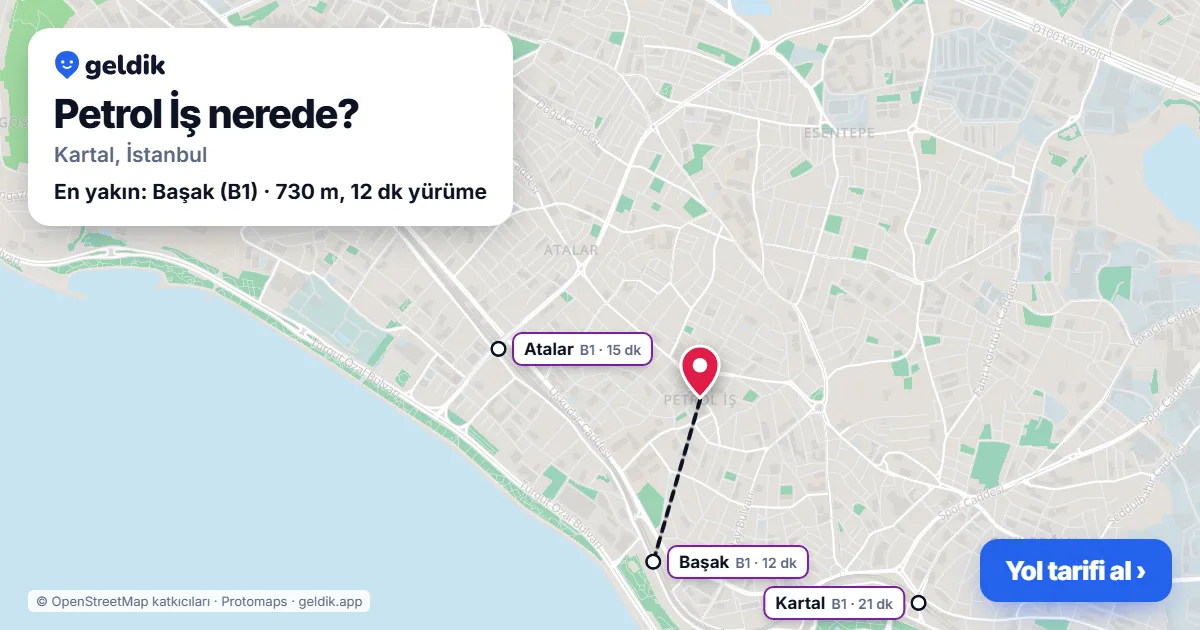 Petrol İş nerede: haritada Petrol İş (Kartal) ve en yakın istasyonlar, yürüme süresiyle