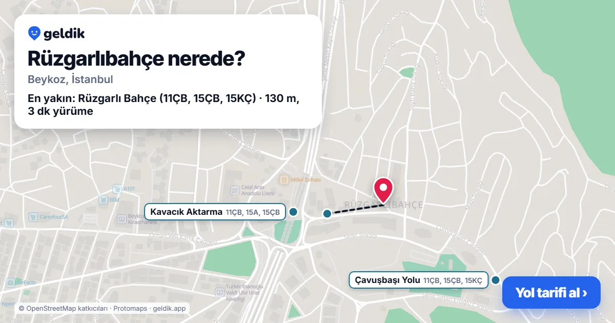Rüzgarlıbahçe nerede: haritada Rüzgarlıbahçe (Beykoz) ve en yakın otobüs durakları, yürüme süresiyle