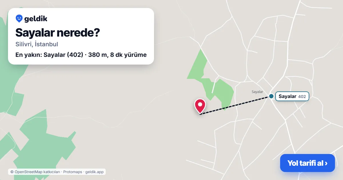 Sayalar nerede: haritada Sayalar (Silivri) ve en yakın otobüs durakları, yürüme süresiyle