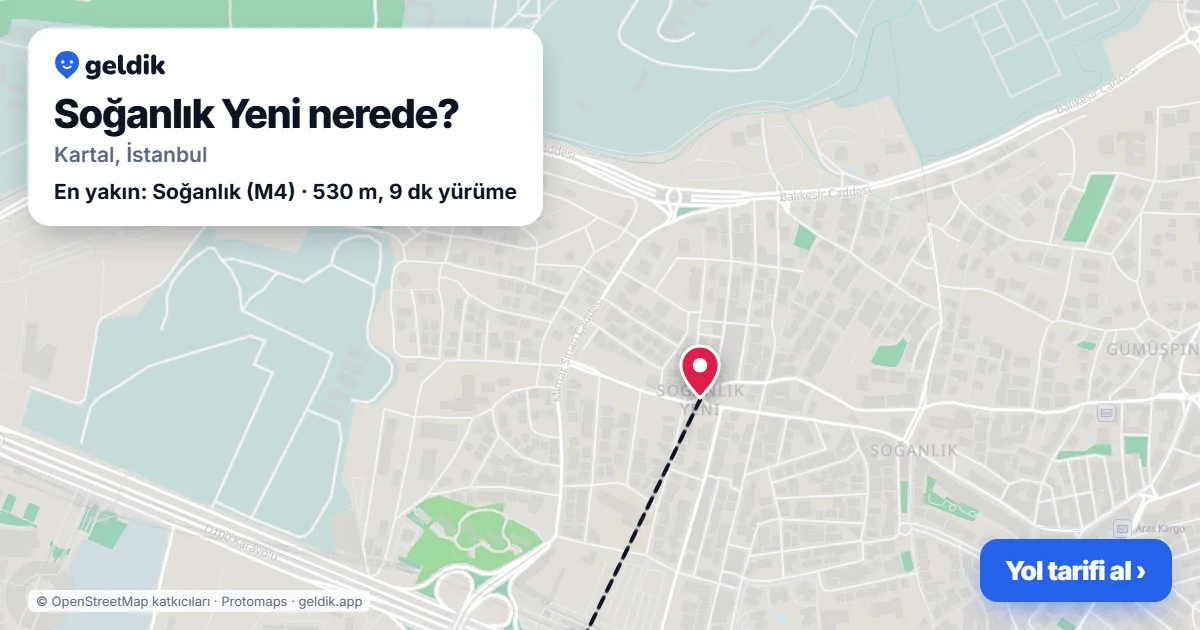 Soğanlık Yeni nerede: haritada Soğanlık Yeni (Kartal) ve en yakın istasyonlar, yürüme süresiyle