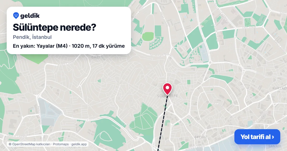 Sülüntepe nerede: haritada Sülüntepe (Pendik) ve en yakın istasyonlar, yürüme süresiyle