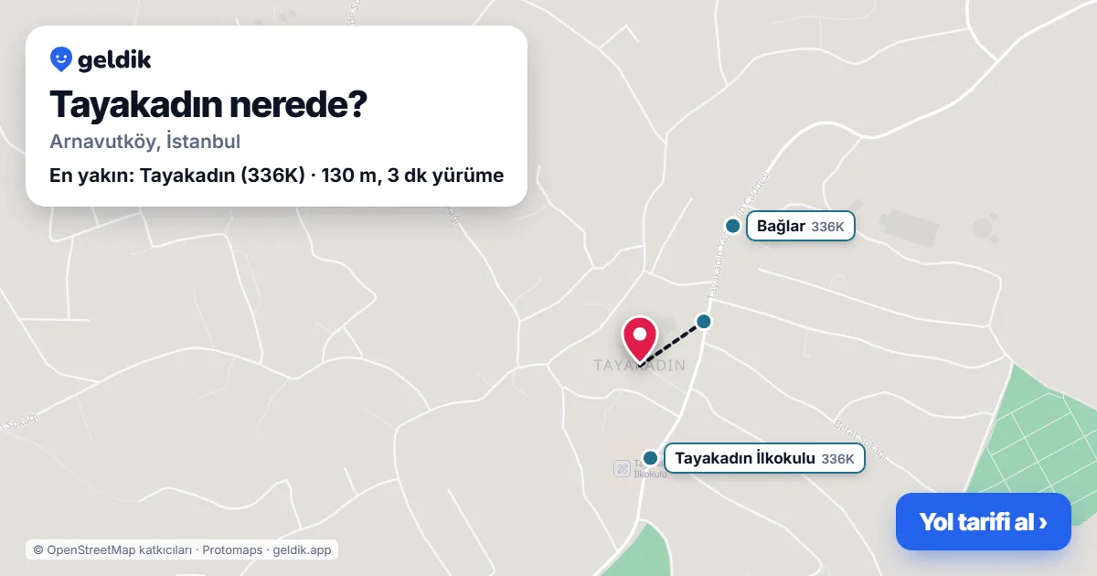 Tayakadın nerede: haritada Tayakadın (Arnavutköy) ve en yakın otobüs durakları, yürüme süresiyle