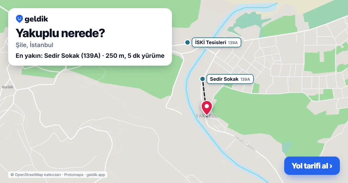 Yakuplu nerede: haritada Yakuplu (Şile) ve en yakın otobüs durakları, yürüme süresiyle