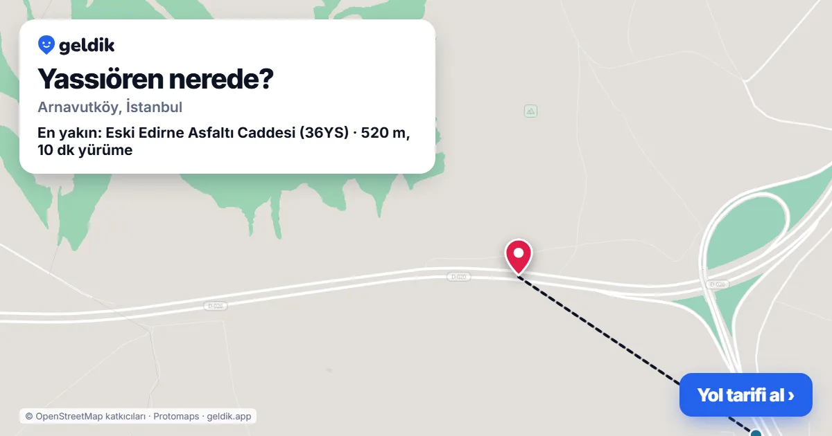 Yassıören nerede: haritada Yassıören (Arnavutköy) ve en yakın otobüs durakları, yürüme süresiyle