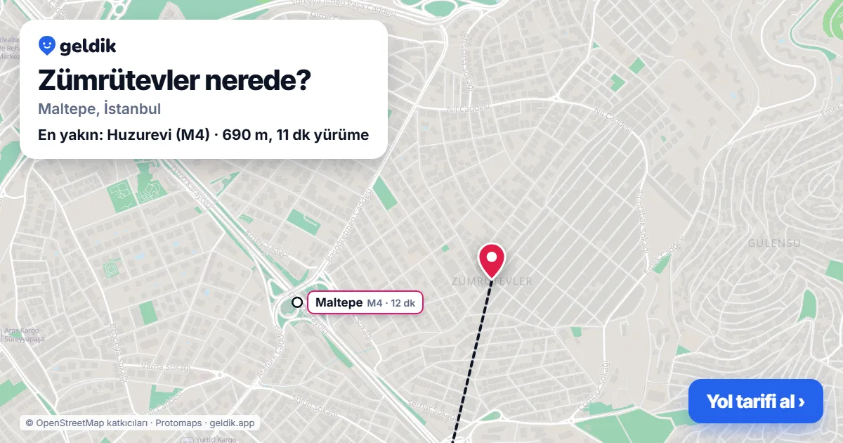 Zümrütevler nerede: haritada Zümrütevler (Maltepe) ve en yakın istasyonlar, yürüme süresiyle
