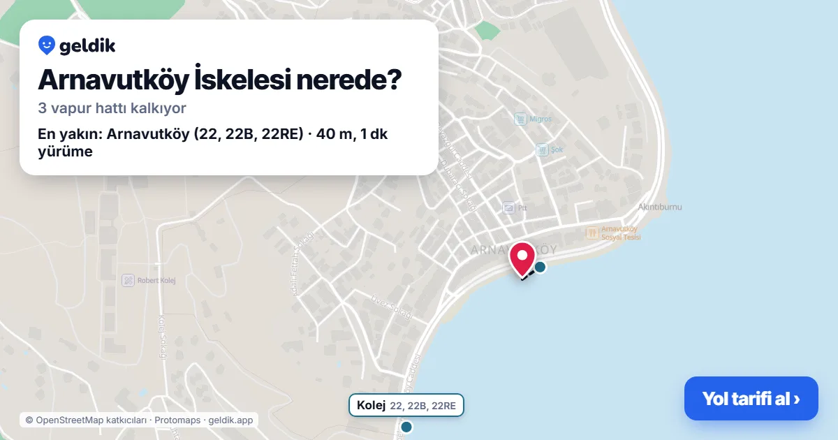 Arnavutköy İskelesi haritası: iskelenin yeri