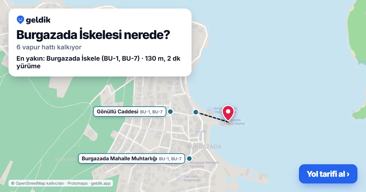 Burgazada İskelesi haritası: iskelenin yeri