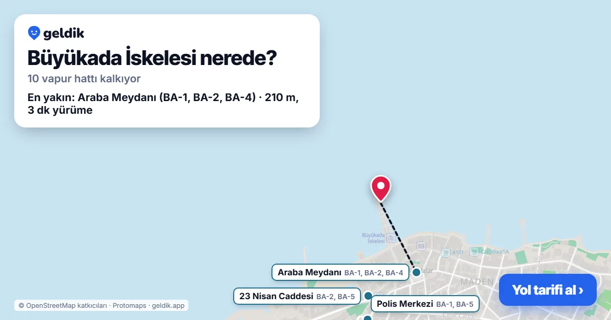 Büyükada İskelesi haritası: iskelenin yeri