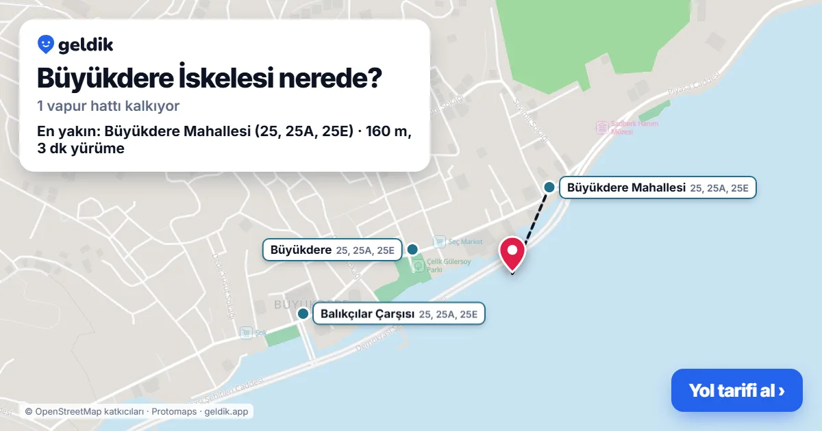 Büyükdere İskelesi haritası: iskelenin yeri