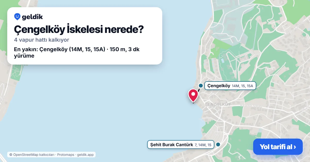 Çengelköy İskelesi haritası: iskelenin yeri