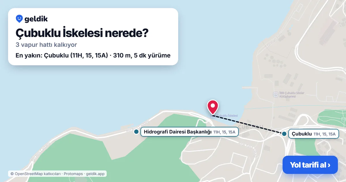 Çubuklu İskelesi haritası: iskelenin yeri