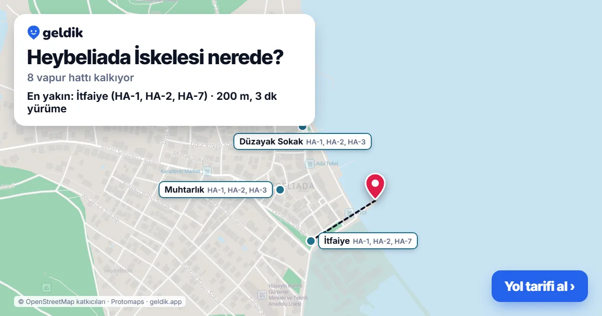 Heybeliada İskelesi haritası: iskelenin yeri