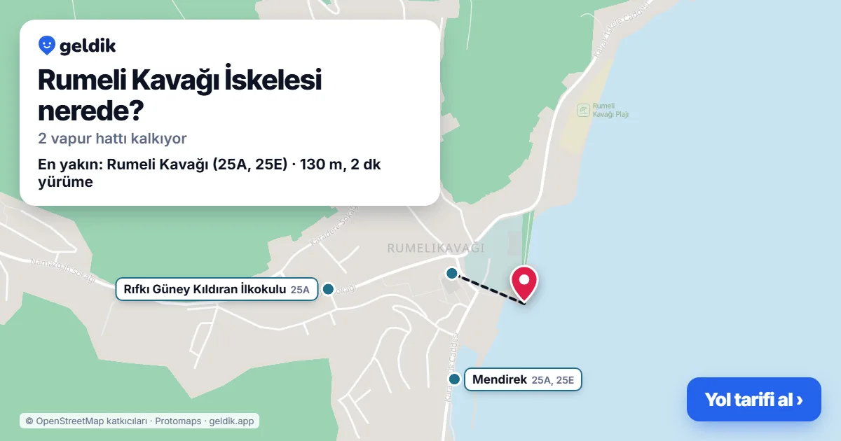 Rumeli Kavağı İskelesi haritası: iskelenin yeri
