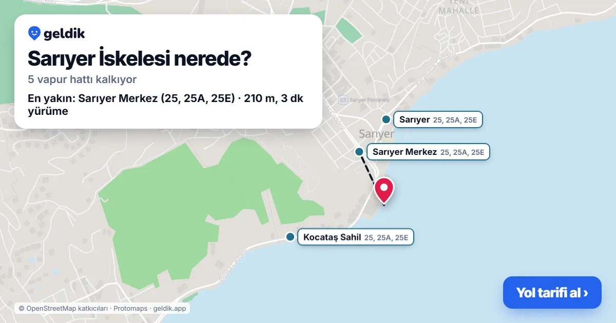 Sarıyer İskelesi haritası: iskelenin yeri