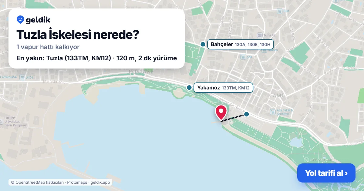 Tuzla İskelesi haritası: iskelenin yeri