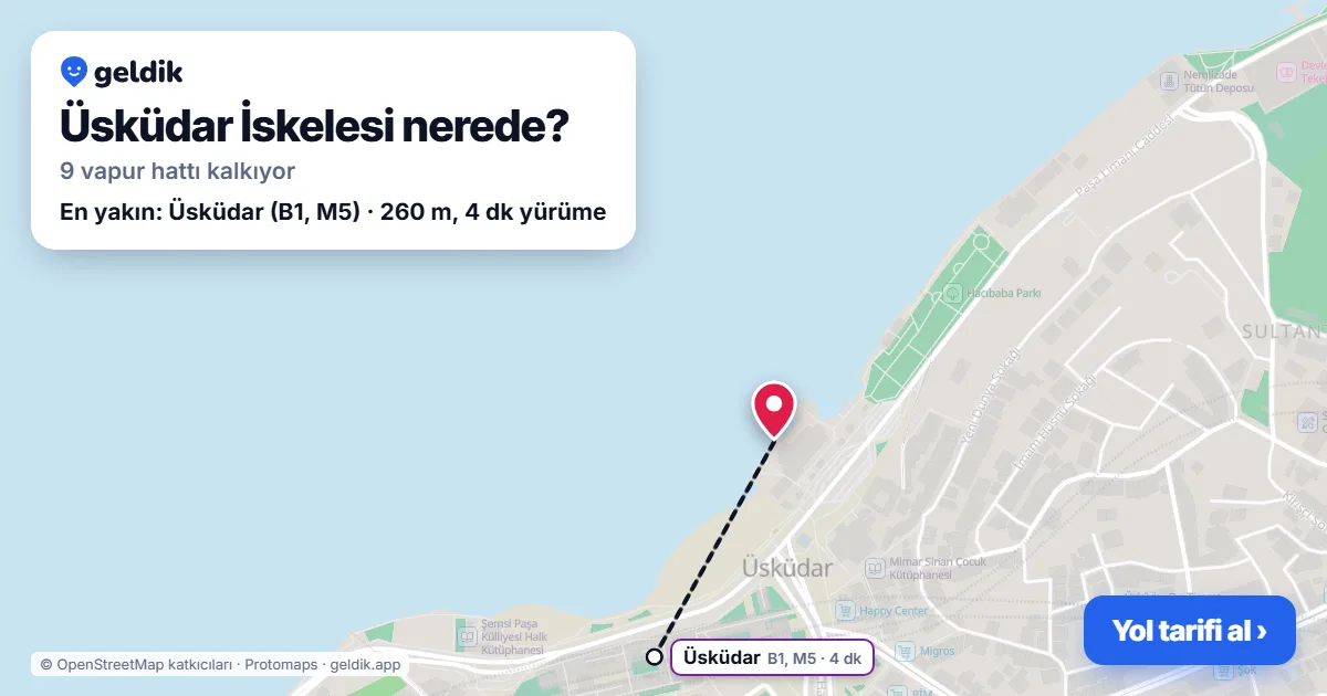 Üsküdar İskelesi haritası: iskelenin yeri ve en yakın istasyonlar (Üsküdar)