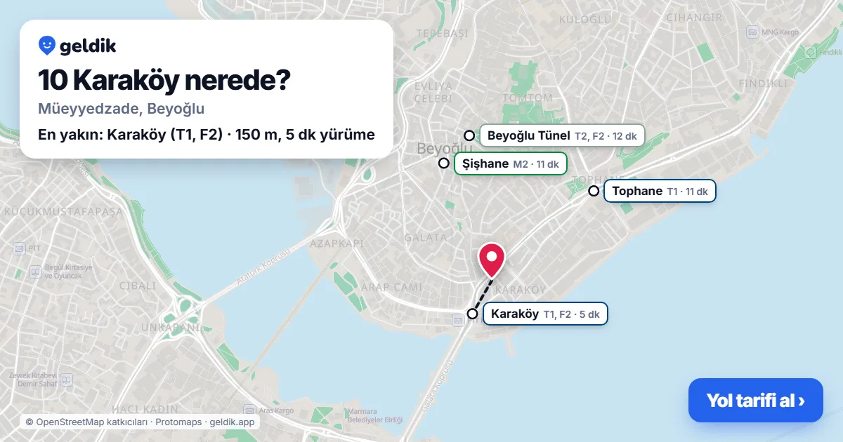 Where is 10 Karaköy: map with its location and the nearest stops, with walking times