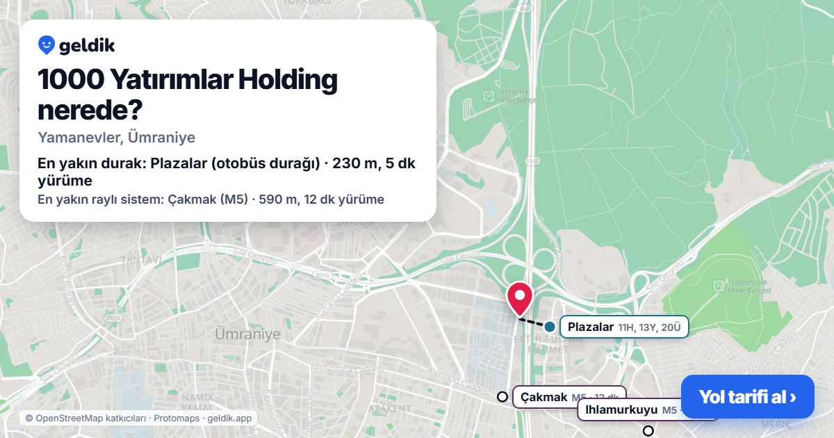 Where is 1000 Yatırımlar Holding: map with its location and the nearest stops, with walking times