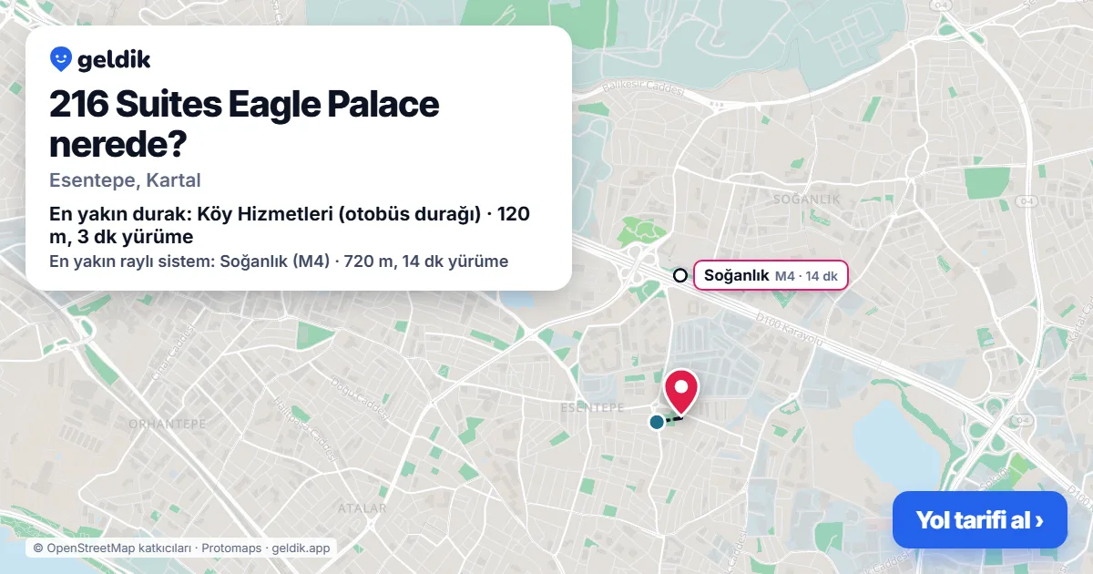 216 Suites Eagle Palace nerede: haritada konumu ve en yakın duraklar, yürüme süreleriyle
