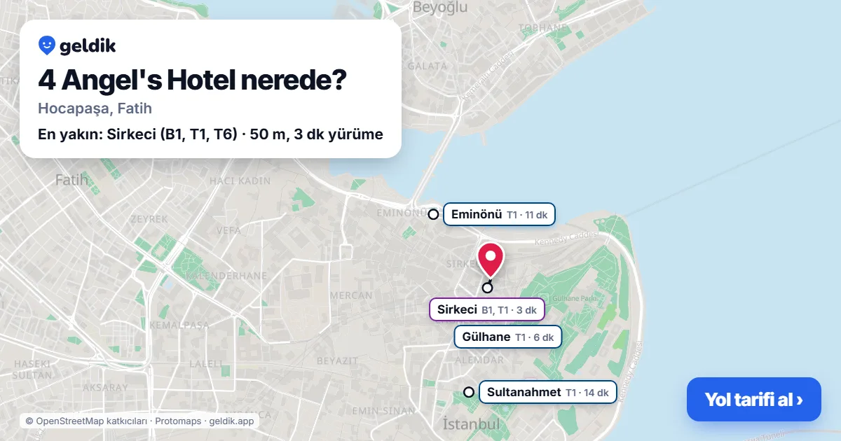 4 Angel's Hotel nerede: haritada konumu ve en yakın duraklar, yürüme süreleriyle