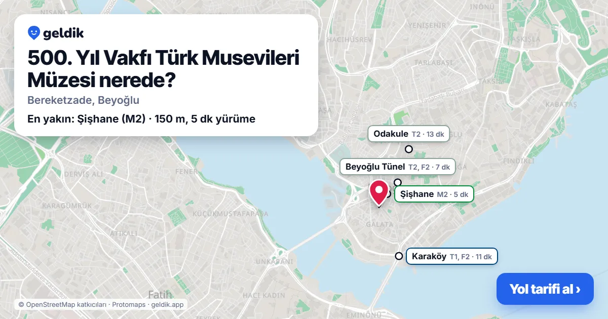 500. Yıl Vakfı Türk Musevileri Müzesi nerede: haritada konumu ve en yakın duraklar, yürüme süreleriyle