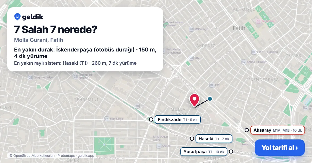 Where is 7 Salah 7: map with its location and the nearest stops, with walking times