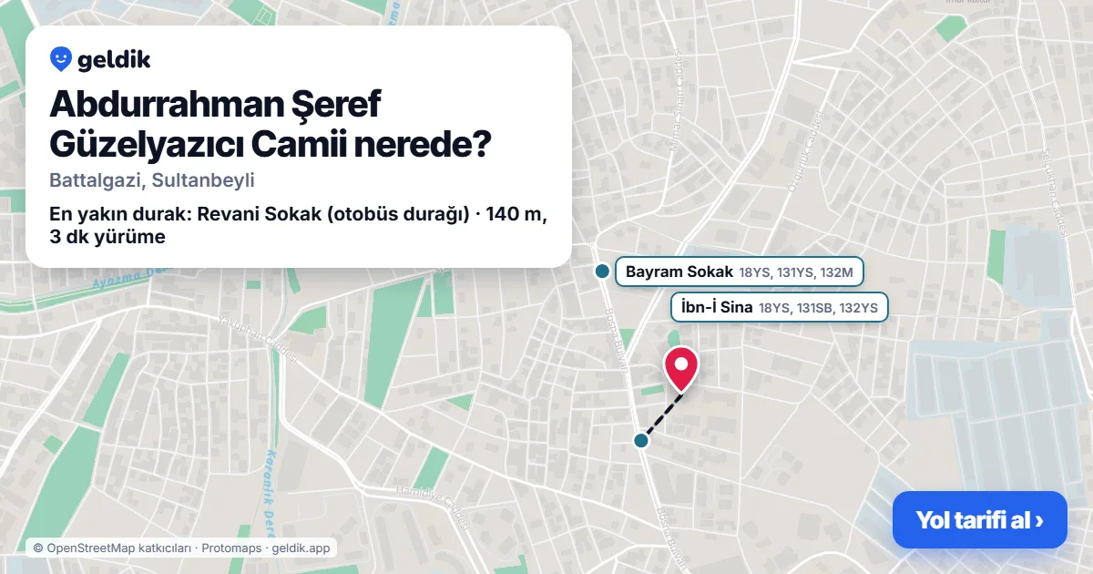 Abdurrahman Şeref Güzelyazıcı Camii nerede: haritada konumu ve en yakın duraklar, yürüme süreleriyle
