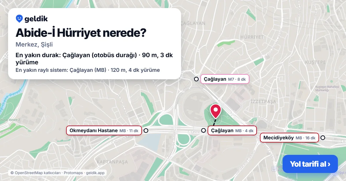 Where is Abide-İ Hürriyet: map with its location and the nearest stops, with walking times