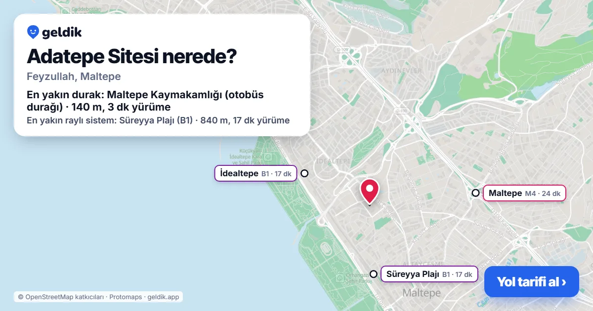 Where is Adatepe Sitesi: map with its location and the nearest stops, with walking times