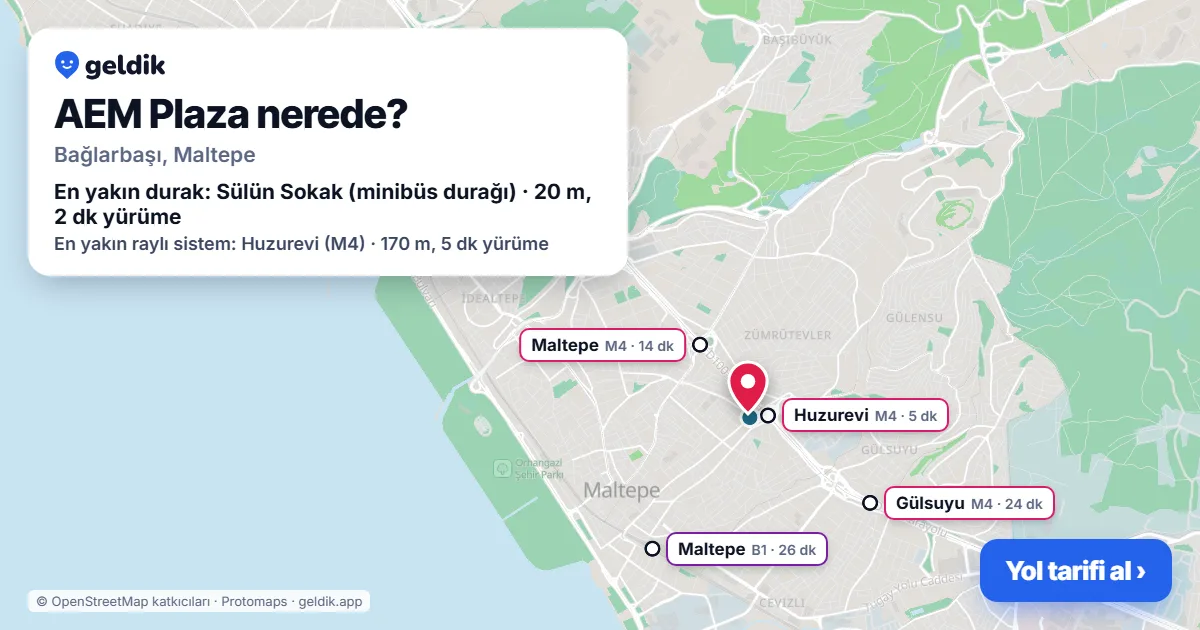 Where is AEM Plaza: map with its location and the nearest stops, with walking times
