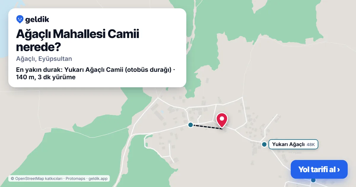 Ağaçlı Mahallesi Camii nerede: haritada konumu ve en yakın duraklar, yürüme süreleriyle