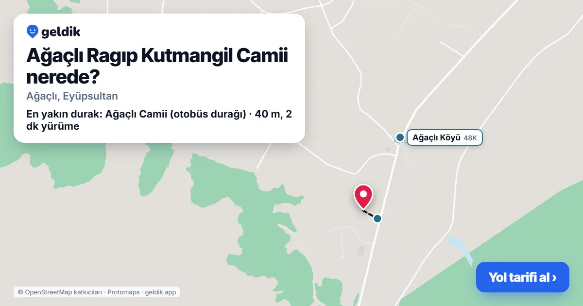 Ağaçlı Ragıp Kutmangil Camii nerede: haritada konumu ve en yakın duraklar, yürüme süreleriyle