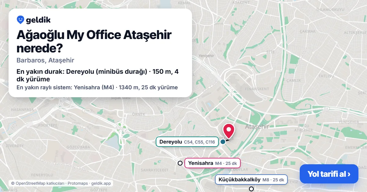 Ağaoğlu My Office Ataşehir nerede: haritada konumu ve en yakın duraklar, yürüme süreleriyle