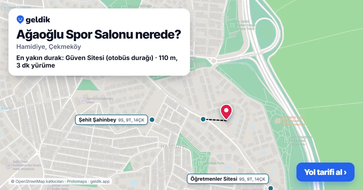 Ağaoğlu Spor Salonu nerede: haritada konumu ve en yakın duraklar, yürüme süreleriyle