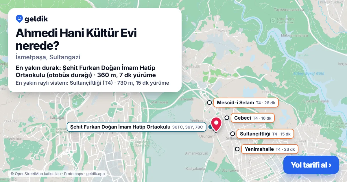 Ahmedi Hani Kültür Evi nerede: haritada konumu ve en yakın duraklar, yürüme süreleriyle