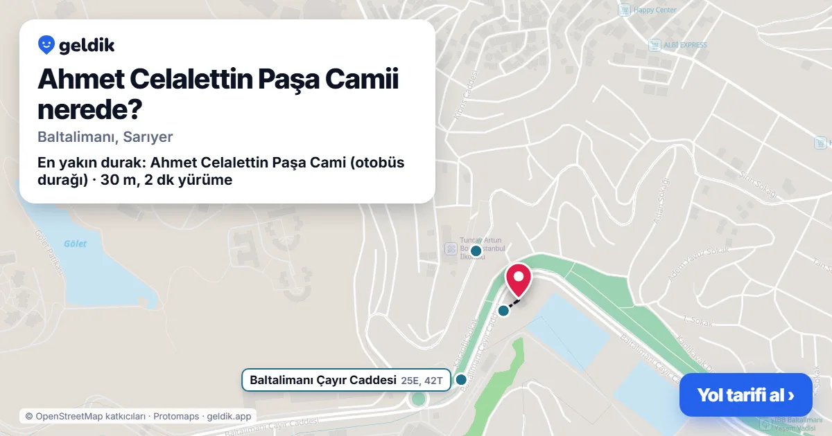 Ahmet Celalettin Paşa Camii nerede: haritada konumu ve en yakın duraklar, yürüme süreleriyle